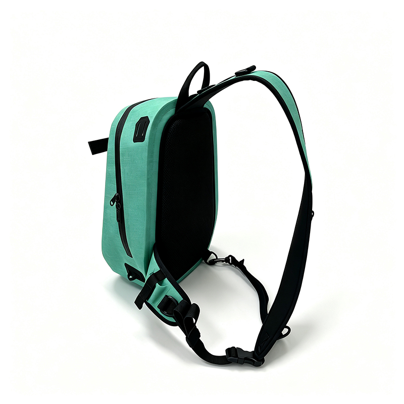 Shoulder strap with integrated YKK waterproof zip pocket on the SL-E1314 sling bag